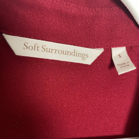 Soft Surroundings Moroccan Red Rayon Crepe Poet Blouse Ruffled Sleeves Small - Picture 4 of 7